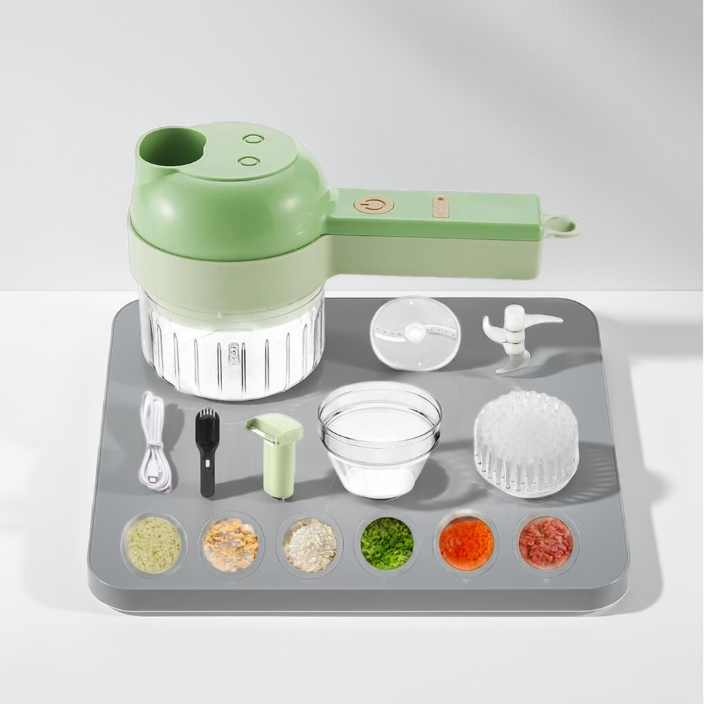 4-in-1 Electric Vegetable Cutter – Rechargeable Mini Food Processor, Slicer & Peeler Set Vallinex Ventures