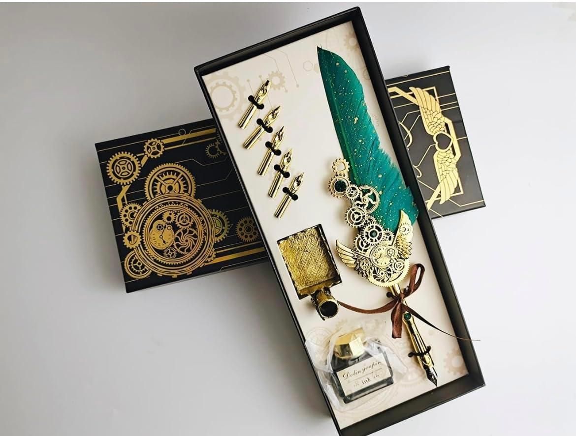 Vintage Quill Feather Pen and Ink Set – Calligraphy Writing Kit for Gifts & Decoration Vallinex Ventures
