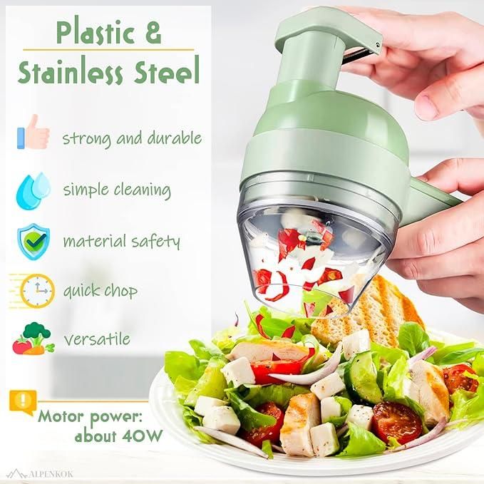 4-in-1 Electric Vegetable Cutter – Rechargeable Mini Food Processor, Slicer & Peeler Set Vallinex Ventures