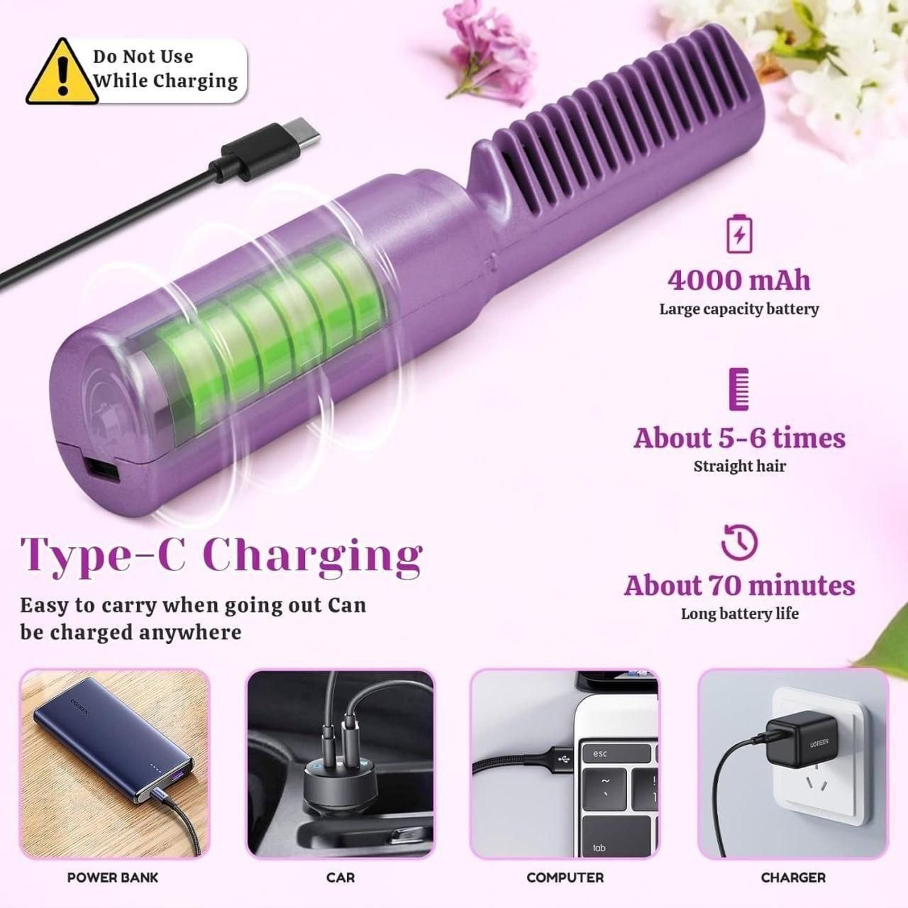 Meneflix Mini Hair Straightener – Cordless Rechargeable Hot Comb Styling Tool for Hair Vallinex Ventures