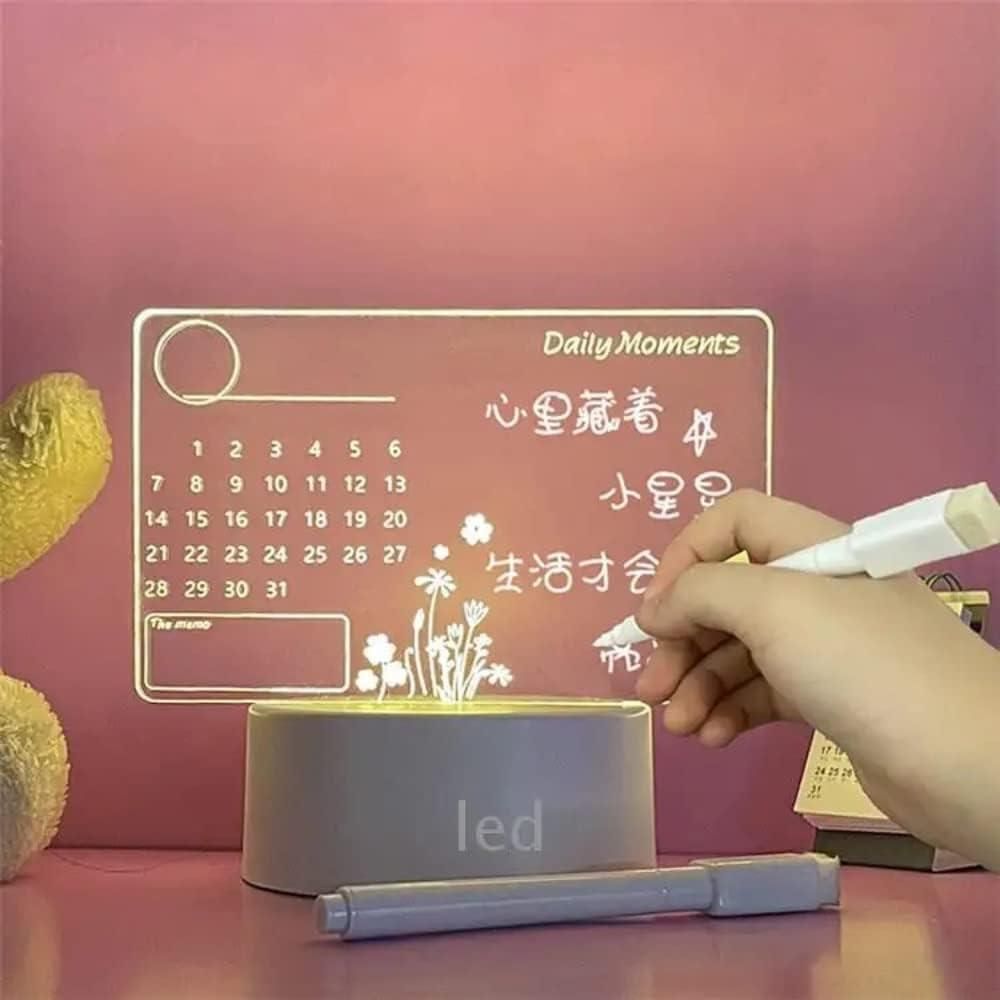 Acrylic Writing Board – 3D LED Message Note Pad with Fluorescent Pen for Kids & Study Vallinex Ventures
