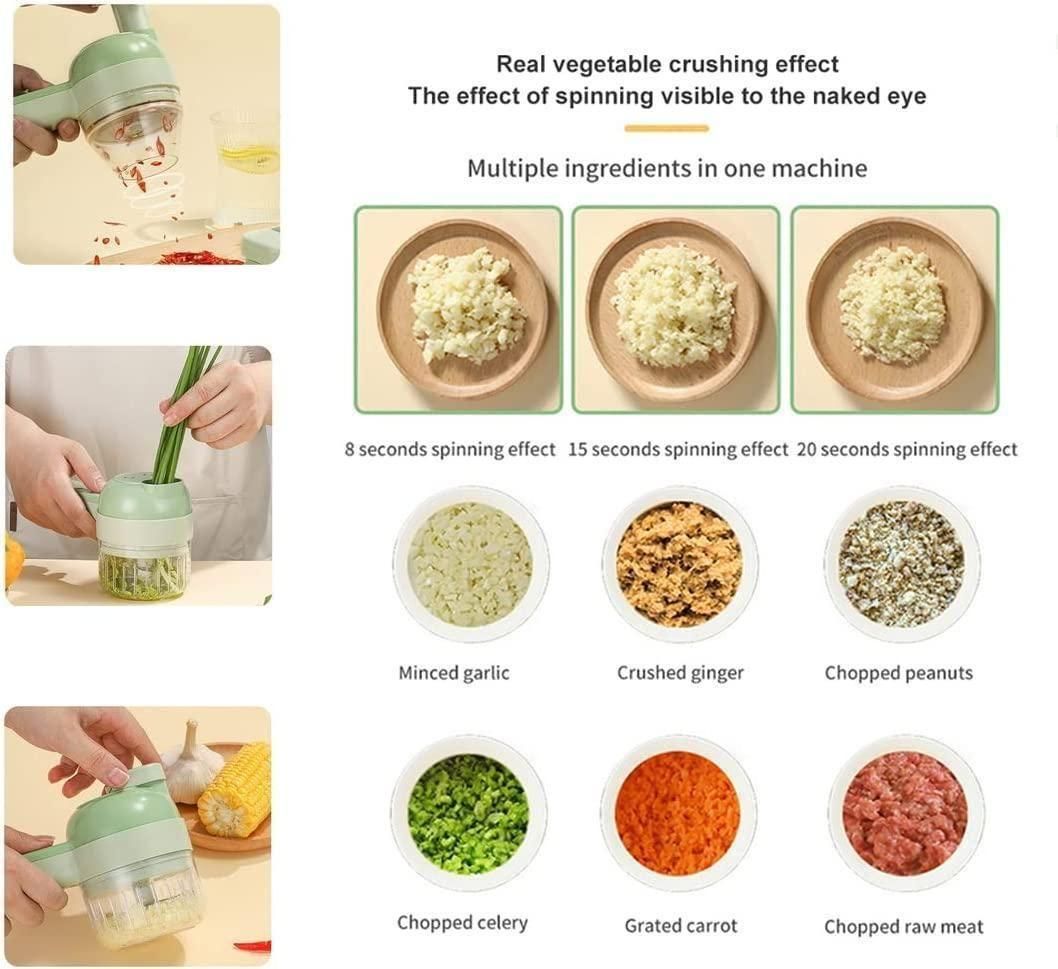4-in-1 Electric Vegetable Cutter – Rechargeable Mini Food Processor, Slicer & Peeler Set Vallinex Ventures