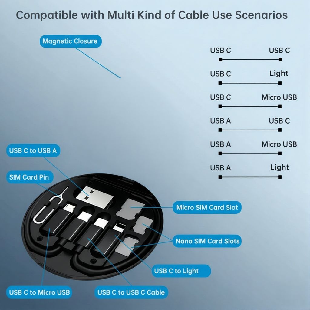 Travel Cable Set – Fast Charging USB Data Sync Cables for Phones, Tablets & Devices Vallinex Ventures
