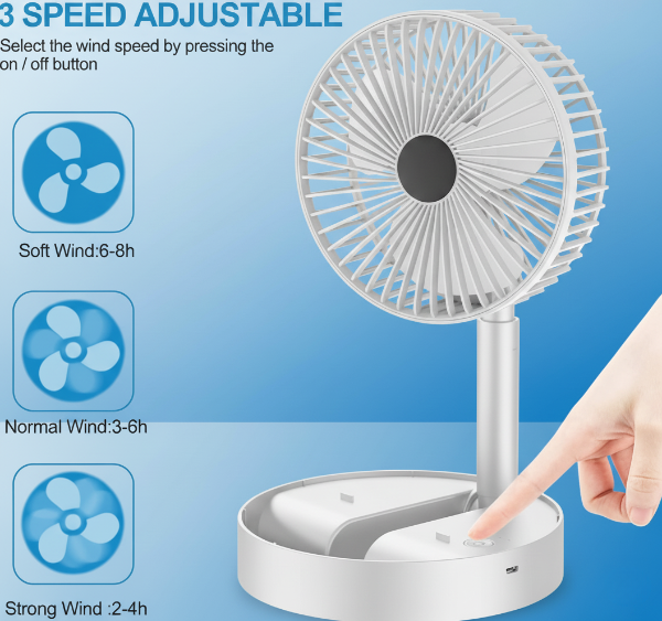 Portable Desk Fan – Rechargeable Quiet High-Speed Table Fan for Cooling Home & Office Vallinex Ventures