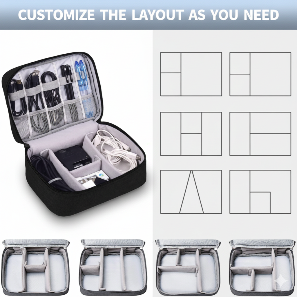 Cable Organizer Bag – Portable Travel Gadget Storage Case for Wires & Accessories Vallinex Ventures