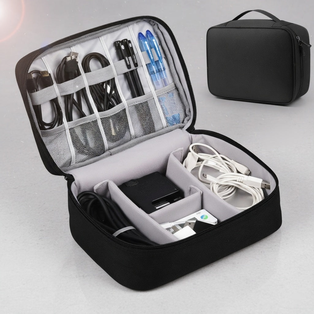Cable Organizer Bag – Portable Travel Gadget Storage Case for Wires & Accessories Vallinex Ventures