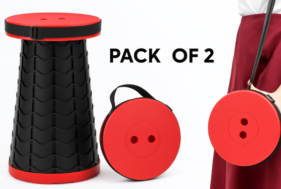 Folding Stool – Portable Telescopic Adjustable Seat for Travel, Camping & Outdoors Vallinex Ventures